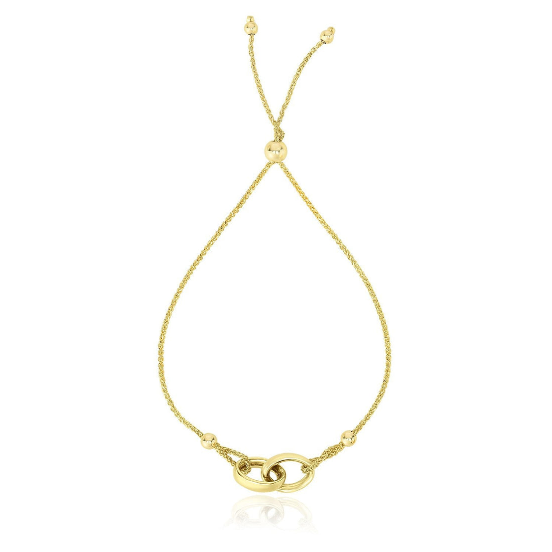 14k Yellow Gold Entwined Rings Adjustable Lariat Style Bracelet by Bids.com