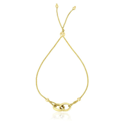 14k Yellow Gold Entwined Rings Adjustable Lariat Style Bracelet by Bids.com