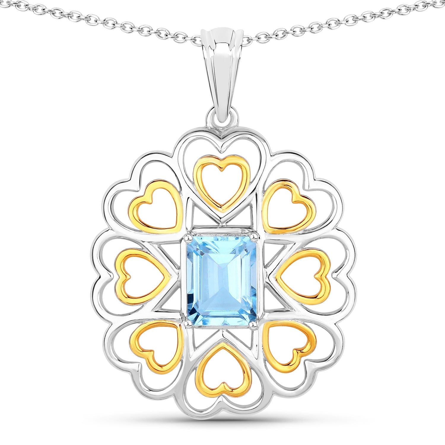 2.60 Carat Genuine Blue Topaz .925 Sterling Silver Pendant by Bids.com