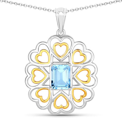 2.60 Carat Genuine Blue Topaz .925 Sterling Silver Pendant by Bids.com