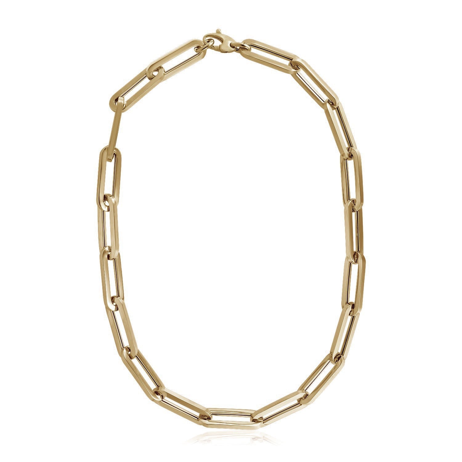 14k Yellow Gold Extra Wide Paperclip Chain Necklace by Bids.com