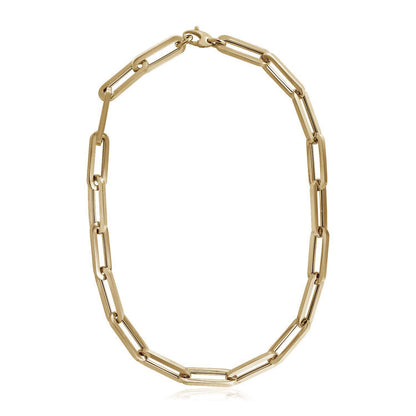 14k Yellow Gold Extra Wide Paperclip Chain Necklace by Bids.com