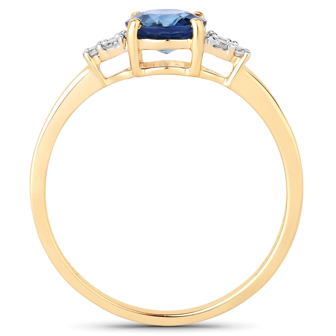 1.08 Carat Genuine Blue Sapphire and White Diamond 14K Yellow Gold Ring by Bids.com
