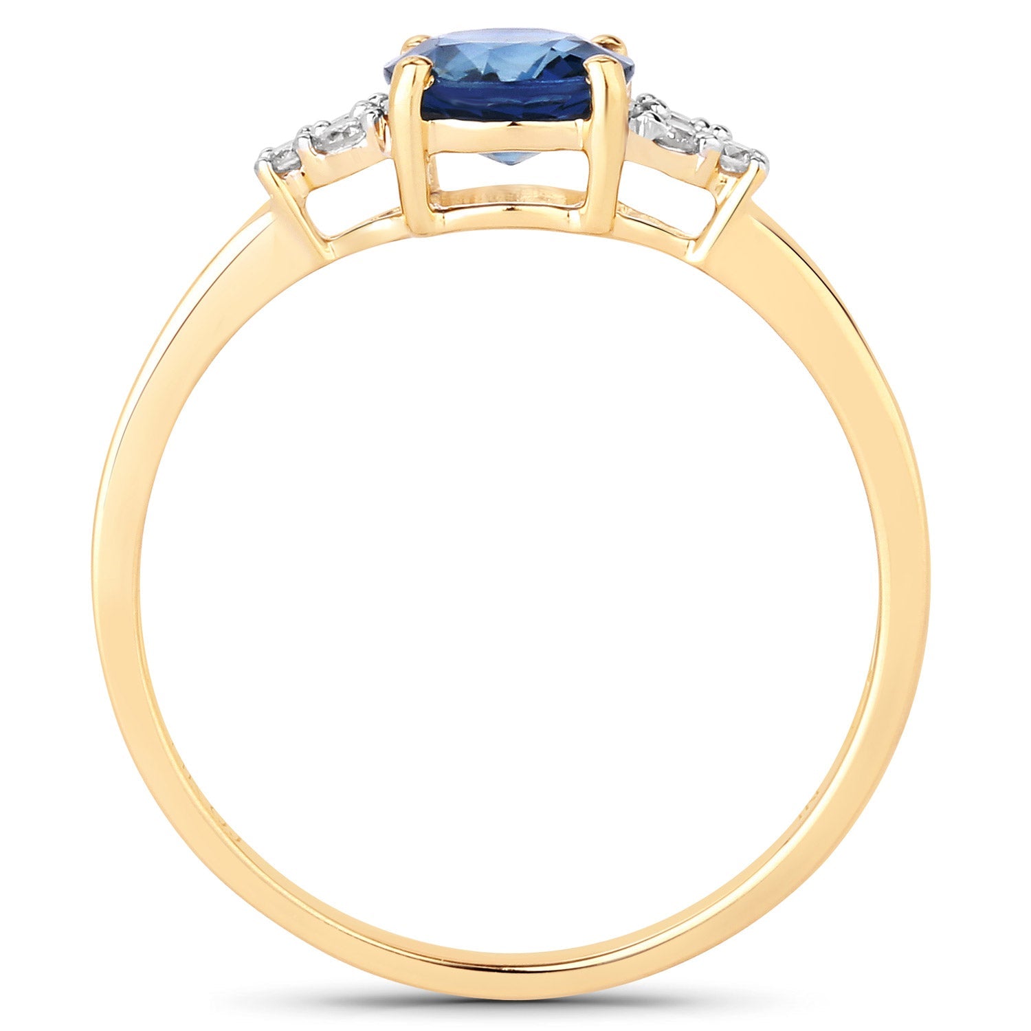 1.08 Carat Genuine Blue Sapphire and White Diamond 14K Yellow Gold Ring by Bids.com