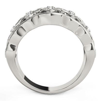 Diamond Studded Four Leaf Clover Motif Ring in 14k White Gold (1/4 cttw) by Bids.com
