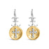 18K Yellow Gold Plated .925 Sterling Silver 1/8 Cttw Diamond Hammered Finished Medallion with Cross Drop and Dangle Earrings (I-J Color, SI1-SI2 Clarity) by Bids.com