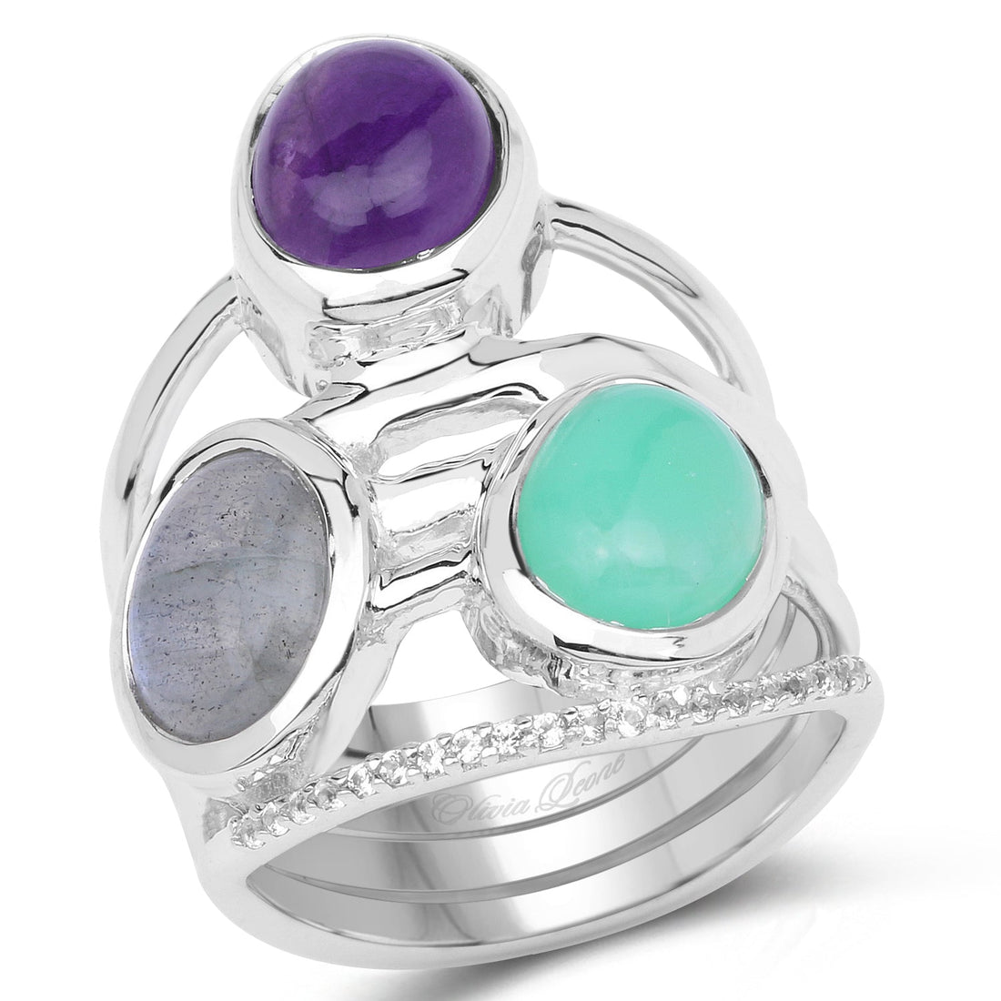 4.00 Carat Genuine Multi Stone .925 Sterling Silver Ring by Bids.com