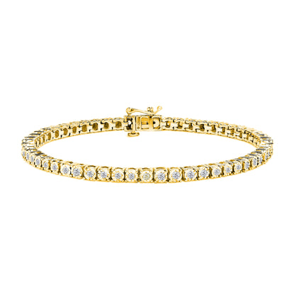 .925 Sterling Silver 1.0 Cttw Miracle-Set Diamond Round Faceted Bezel Tennis Bracelet (I-J Color, I3 Clarity) - 7" by Bids.com