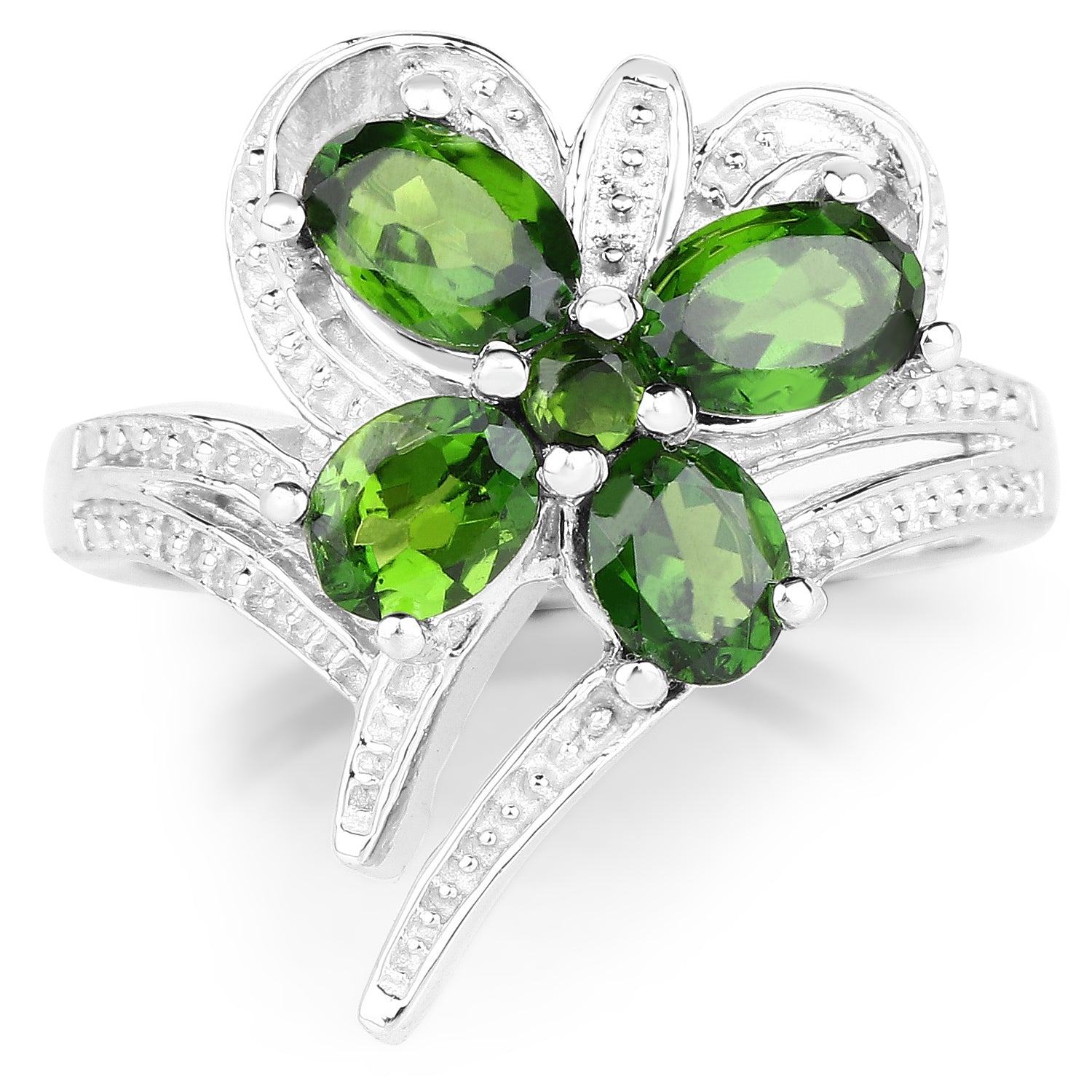1.64 Carat Genuine Chrome Diopside .925 Sterling Silver Ring  DestGlow