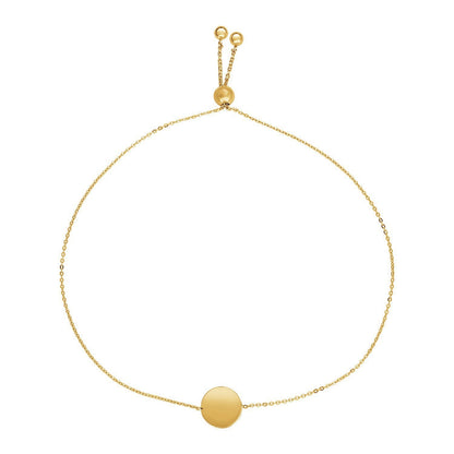 Adjustable Bracelet with Shiny Circle in 14k Yellow Gold by Bids.com