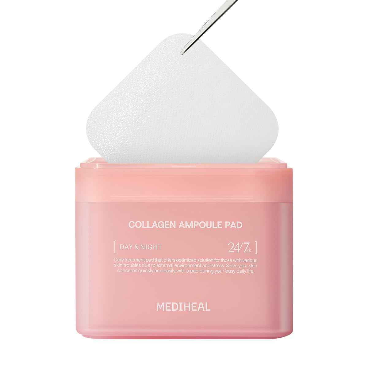 Collagen Ampoule Facial Toner Pads - Collagen &amp; Ceramide - Skin Firming &amp; Restore Elasticity &amp; Deep Hydration - Tighten Wrinkles &amp; Lines - Vegan Eco Silk Fabric