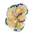 18K Yellow Gold 2 1/3 Cttw Diamond, Sapphire, and Emerald Sculpted Petal Brooch Pin (G-H Color, VS1-VS2 Clarity) by Bids.com