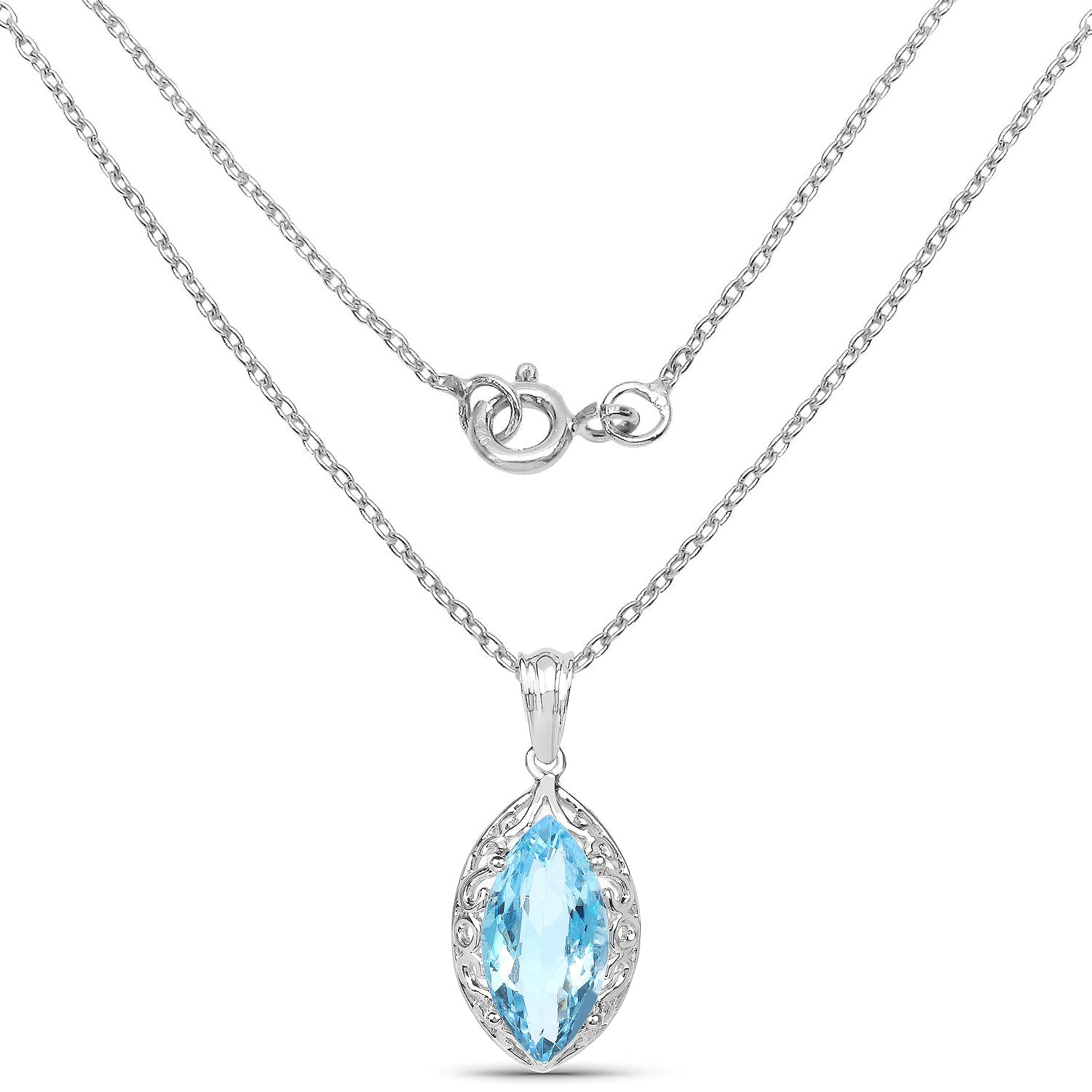 8.22 Carat Genuine Swiss Blue Topaz .925 Sterling Silver Pendant by Bids.com