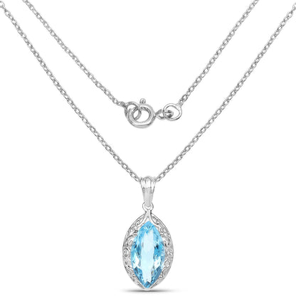 8.22 Carat Genuine Swiss Blue Topaz .925 Sterling Silver Pendant by Bids.com