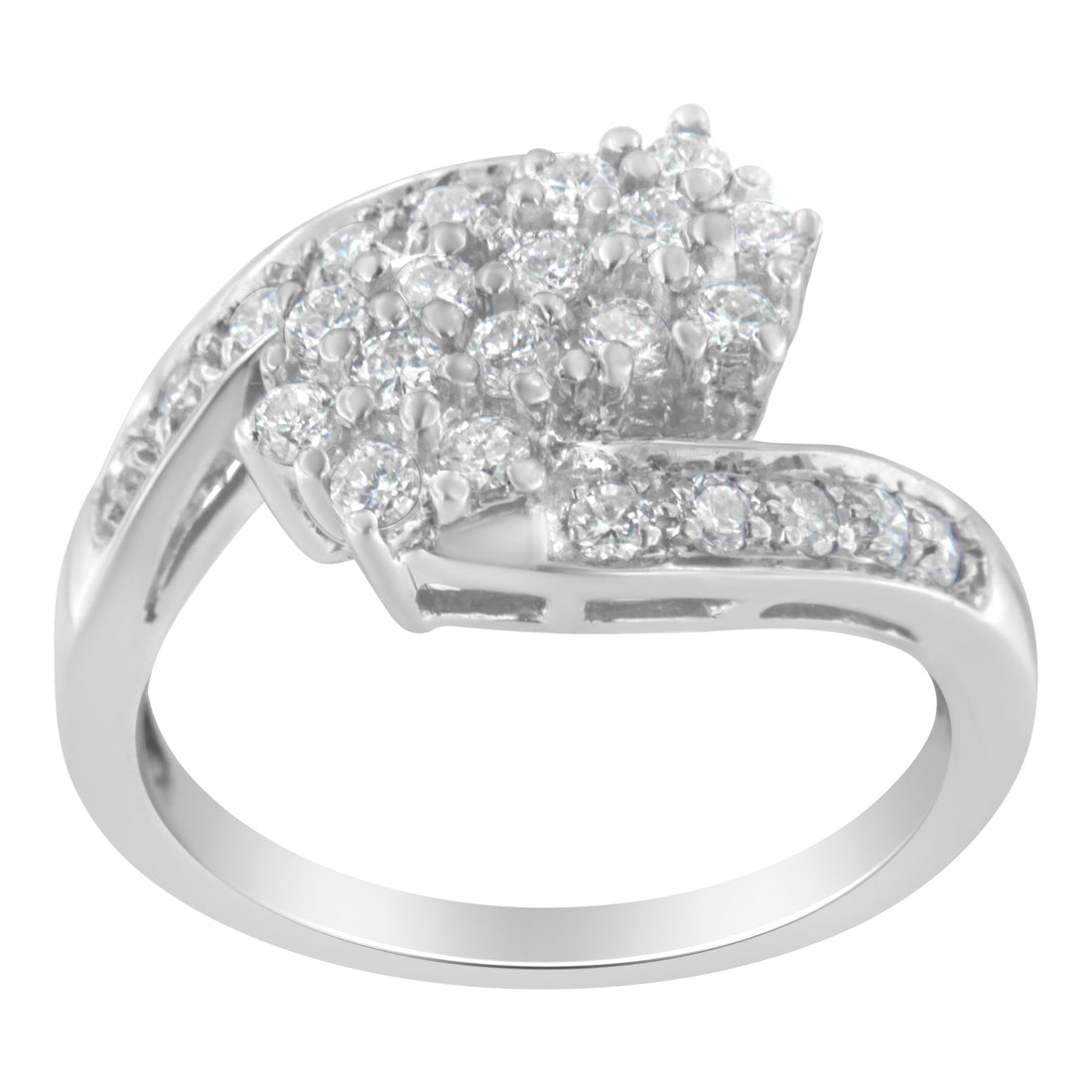14KT White Gold Diamond Cluster Ring Band (7/8 cttw, H-I Color, I1-I2 Clarity) by Bids.com