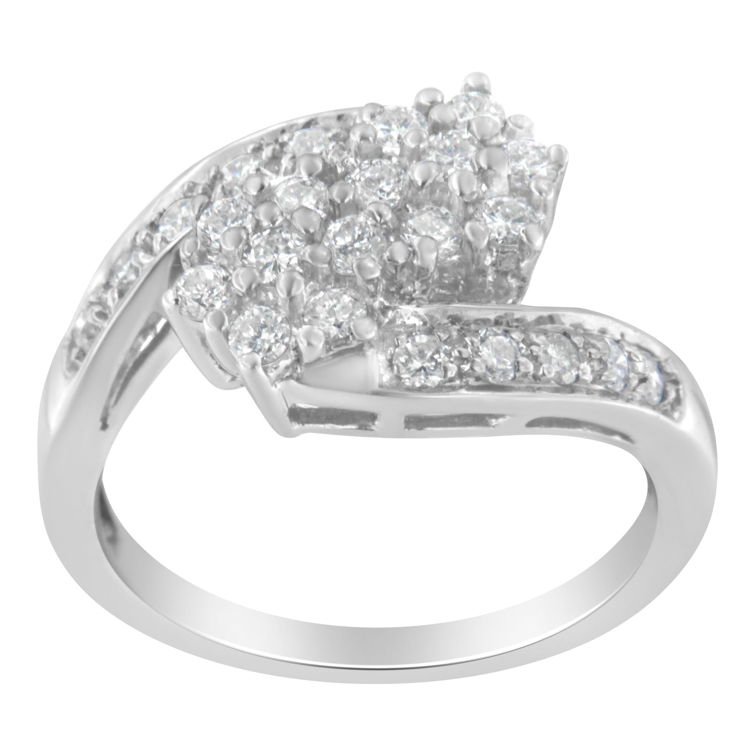 14KT White Gold Diamond Cluster Ring Band (7/8 cttw, H-I Color, I1-I2 Clarity) by Bids.com