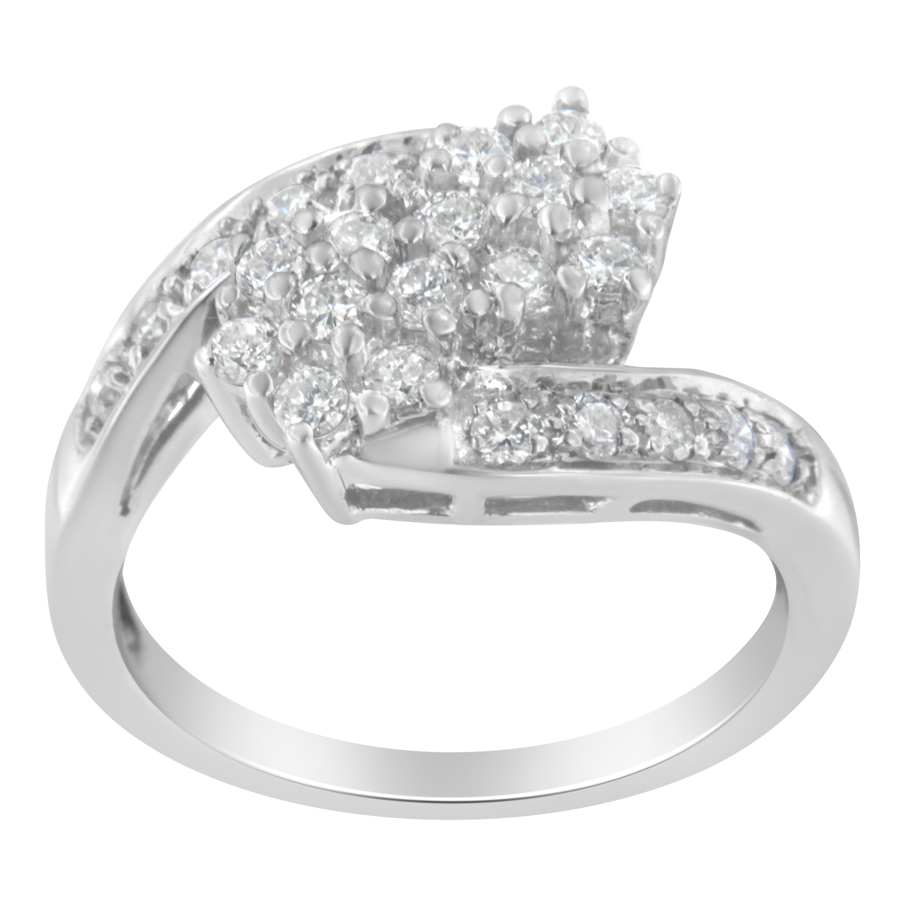14KT White Gold Diamond Cluster Ring Band (7/8 cttw, H-I Color, I1-I2 Clarity) by Bids.com