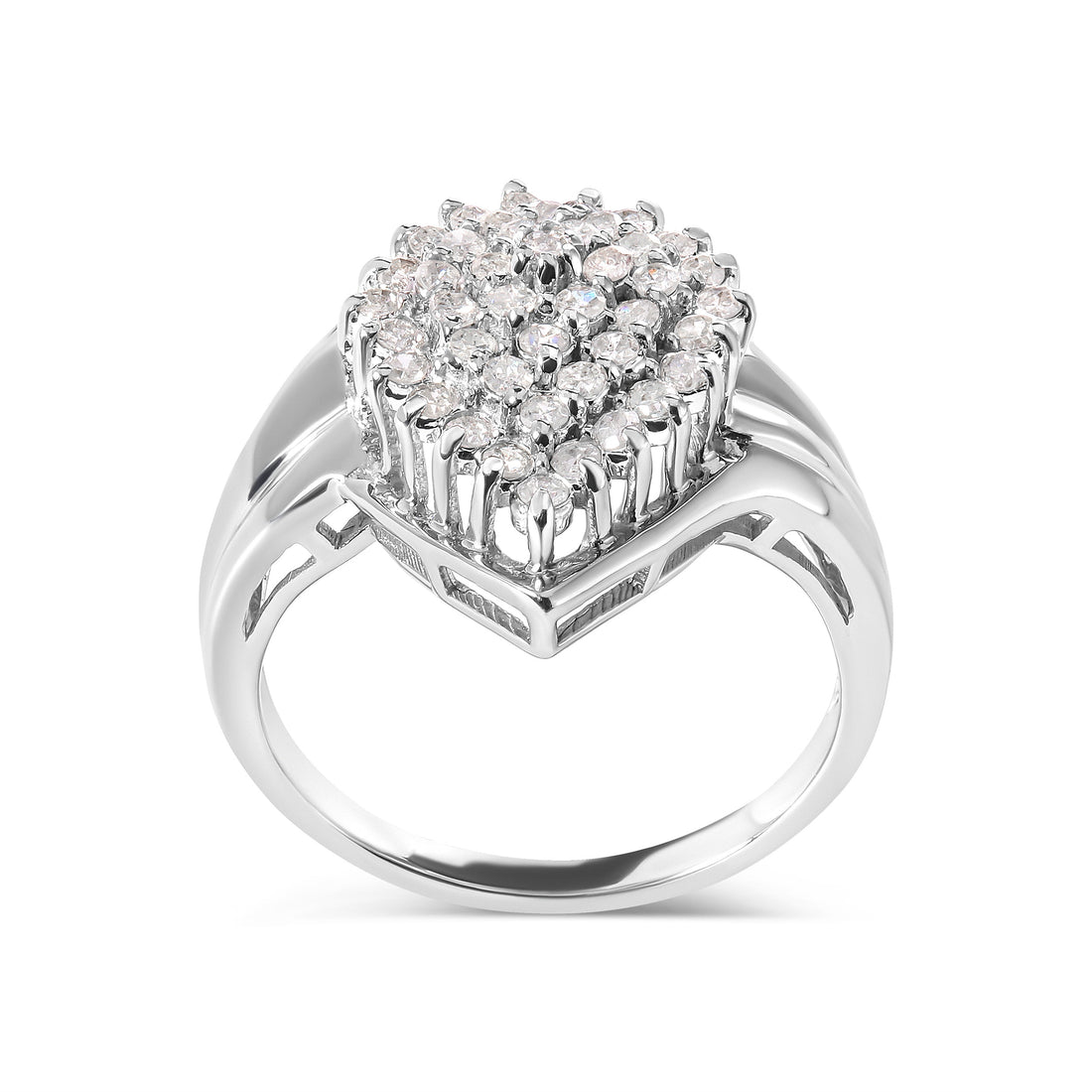 10K White Gold 1/2 Cttw Diamond Pear Shaped Cluster Ring (H-I Color, I1-I2 Clarity) - Ring Size 7 by Bids.com