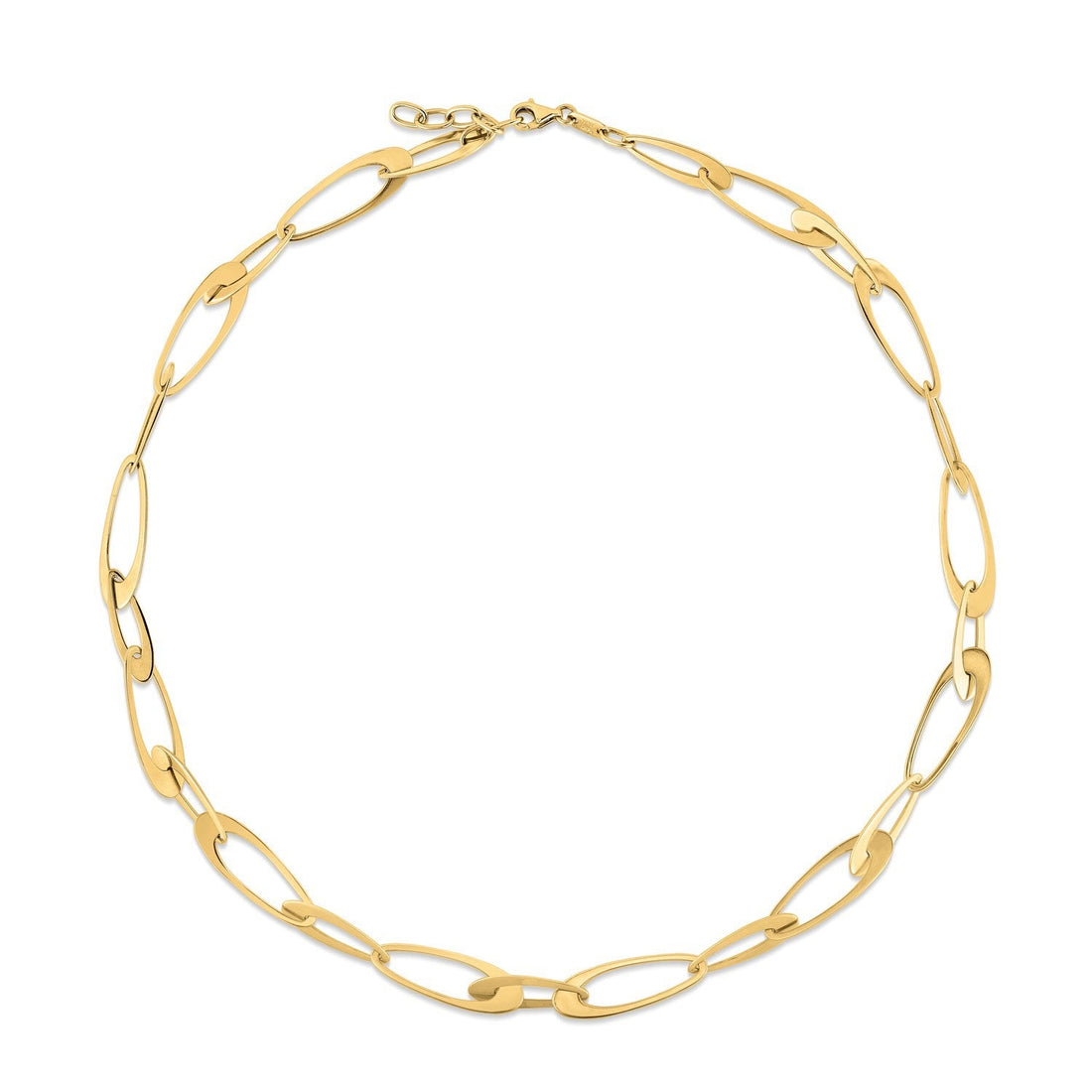 14K Yellow Gold Italian Oval Links Necklace by Bids.com