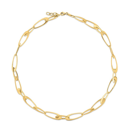 14K Yellow Gold Italian Oval Links Necklace by Bids.com