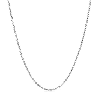14k White Gold Round Cable Link Chain 1.3mm by Bids.com