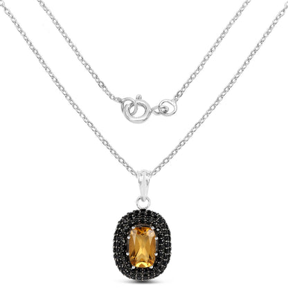 5.85 Carat Genuine Citrine and Black Spinel .925 Sterling Silver Pendant by Bids.com