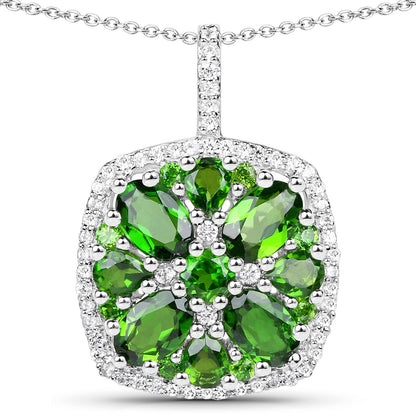 3.25 Carat Genuine Chrome Diopside and White Zircon .925 Sterling Silver Pendant by Bids.com