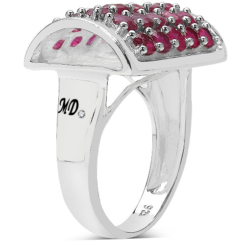 3.01 Carat Genuine Ruby &amp; White Diamond .925 Sterling Silver Ring by Bids.com