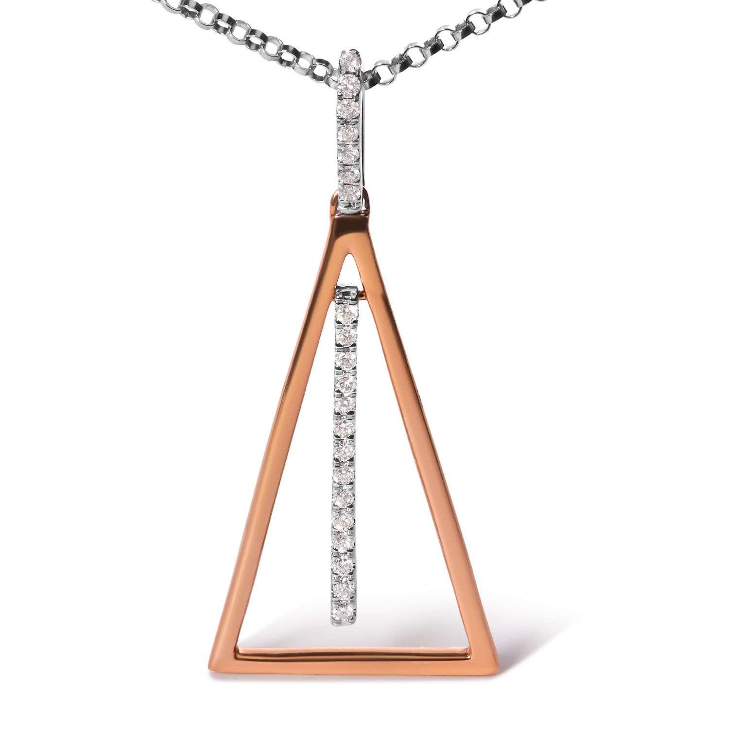 14K Rose and White Gold 1/8 Cttw Diamond Windchime 18" Pendant Necklace (G-H Color, SI1-SI2 Clarity) by Bids.com