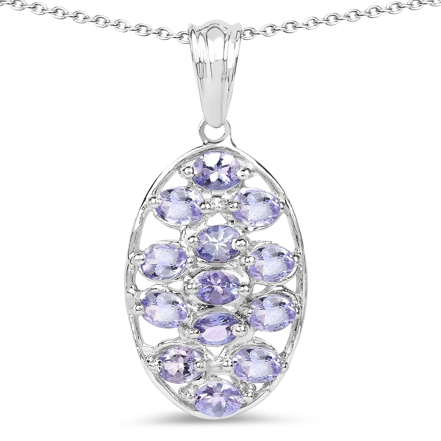 2.21 Carat Genuine Tanzanite .925 Sterling Silver Pendant  DestGlow