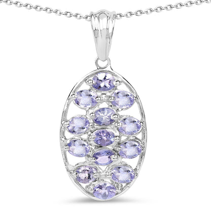 2.21 Carat Genuine Tanzanite .925 Sterling Silver Pendant  DestGlow