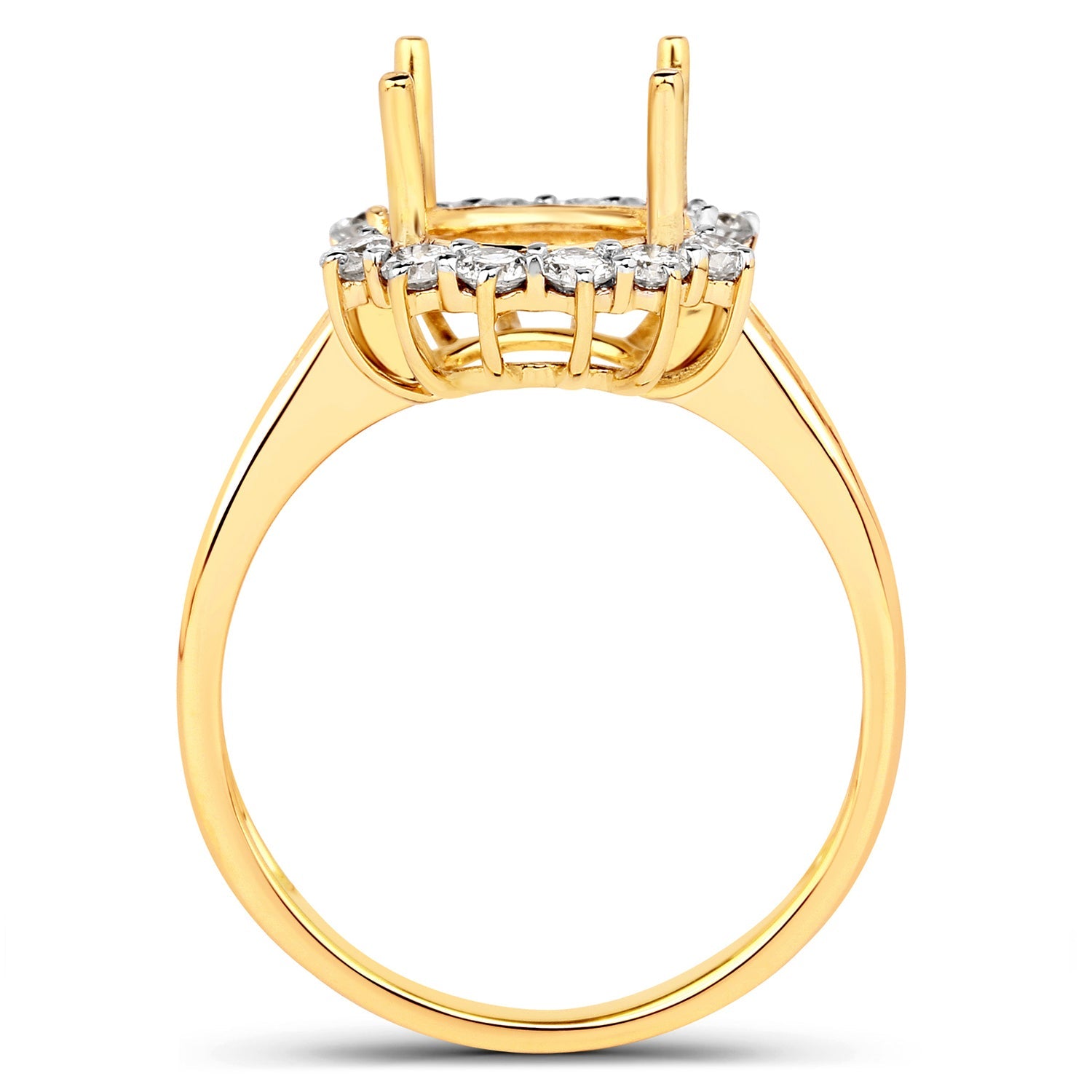 0.58 Carat Genuine White Diamond 14K Yellow Gold Semi Mount Ring - holds 9.00mm Round Gemstone by Bids.com