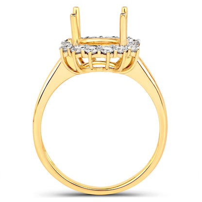 0.58 Carat Genuine White Diamond 14K Yellow Gold Semi Mount Ring - holds 9.00mm Round Gemstone by Bids.com