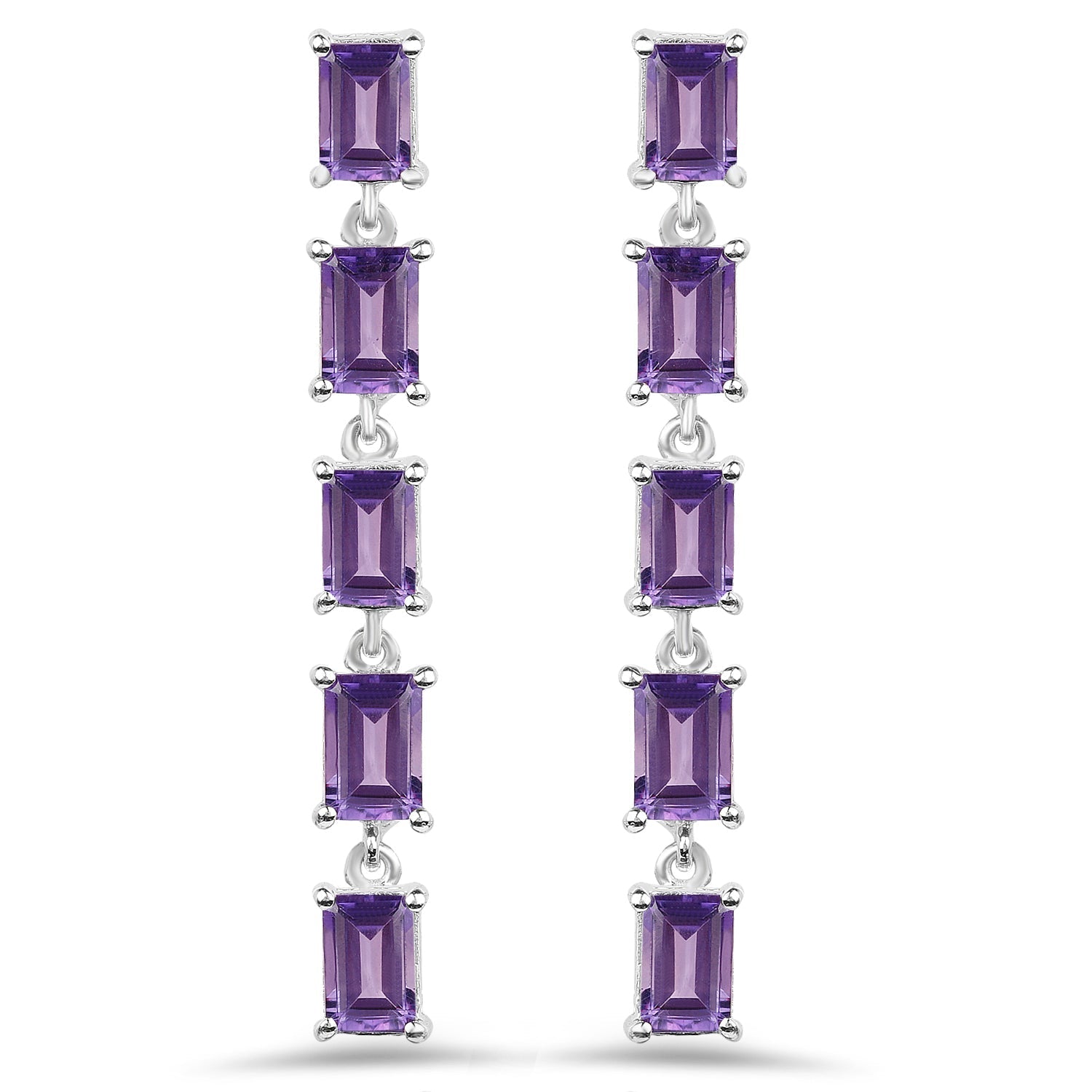 5.50 Carat Genuine Amethyst .925 Sterling Silver Earrings  DestGlow