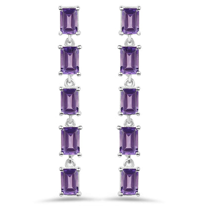 5.50 Carat Genuine Amethyst .925 Sterling Silver Earrings  DestGlow