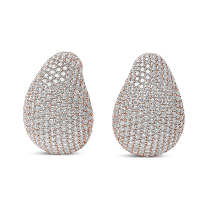 18K Rose Gold 13 1/5 Cttw Micro-Pave Diamond Sculptural Design Statement Omega Back Earrings (G-H Color, SI1-SI2 Clarity) by Bids.com