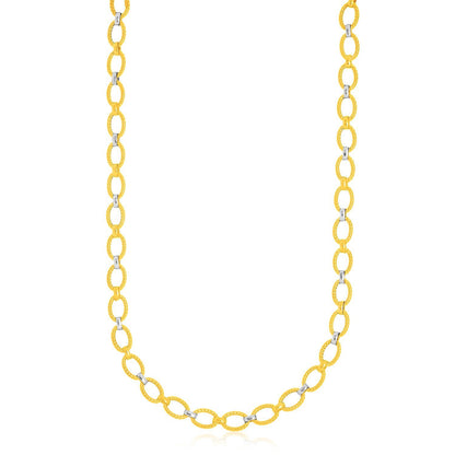 14k Two-Tone Gold Multi-Textured Oval Link Fancy Necklace by Bids.com