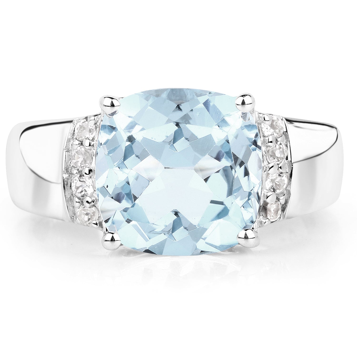4.58 Carat Genuine Blue Topaz and White Topaz .925 Sterling Silver Ring by Bids.com