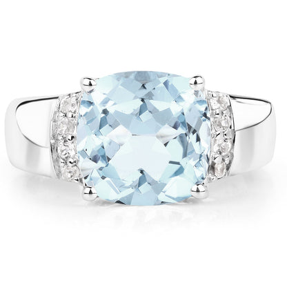 4.58 Carat Genuine Blue Topaz and White Topaz .925 Sterling Silver Ring by Bids.com