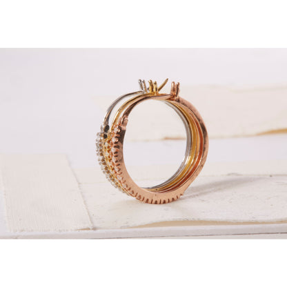 14K Tri-Toned Gold 1/3 Cttw Diamond Triple Hoop Earrings (I-J Color, I2-I3 Clarity) - 22 MM  DestGlow