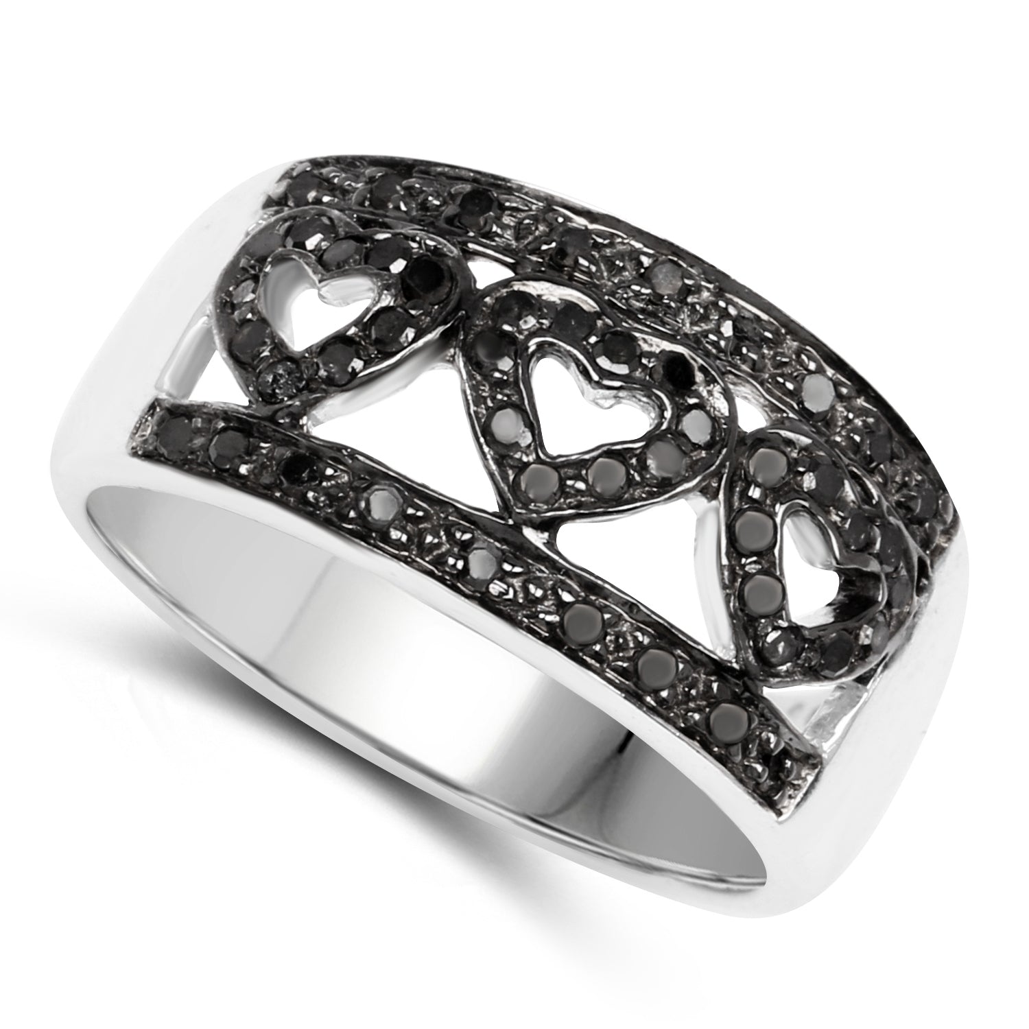 0.32 Carat Genuine Black Diamond .925 Sterling Silver Ring by Bids.com