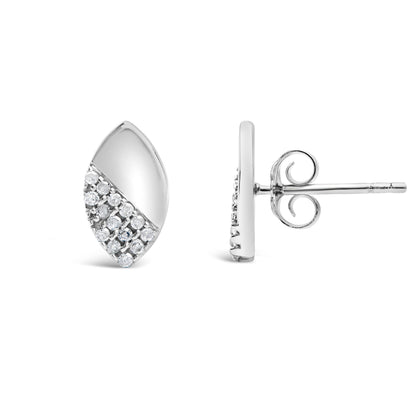 925 Sterling Silver 1/6 Cttw Diamond and Mirror Polish Pear Shape Stud Earrings (I-J Color, I2-I3 Clarity)  DestGlow