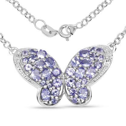 3.31 Carat Genuine Tanzanite &amp; White Topaz .925 Sterling Silver Pendant by Bids.com