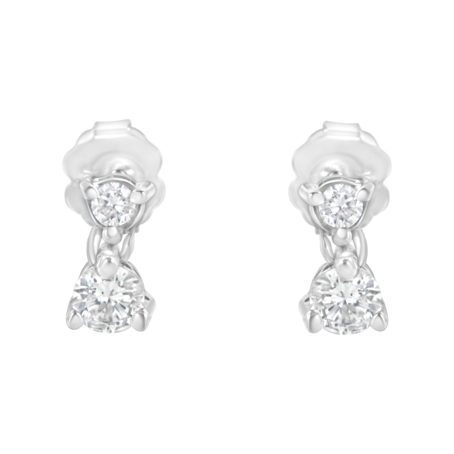 14KT White Gold 1/2 cttw Double Diamond Dangle Stud Earrings (H-I, I1-I2) by Bids.com