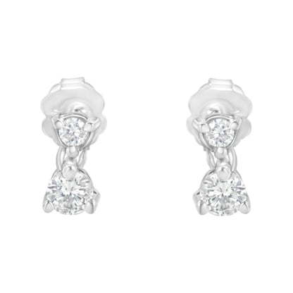 14KT White Gold 1/2 cttw Double Diamond Dangle Stud Earrings (H-I, I1-I2) by Bids.com
