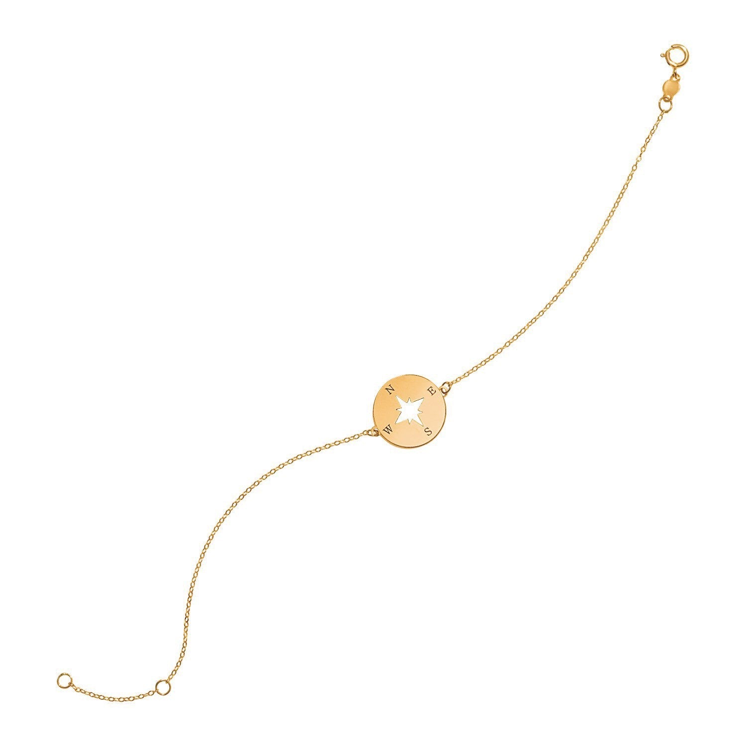 14k Yellow Gold 7 inch Bracelet with Compass by Bids.com