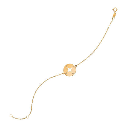 14k Yellow Gold 7 inch Bracelet with Compass by Bids.com