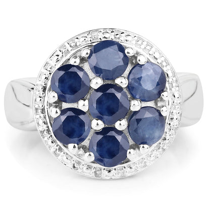 2.10 Carat Genuine Blue Sapphire .925 Sterling Silver Ring by Bids.com