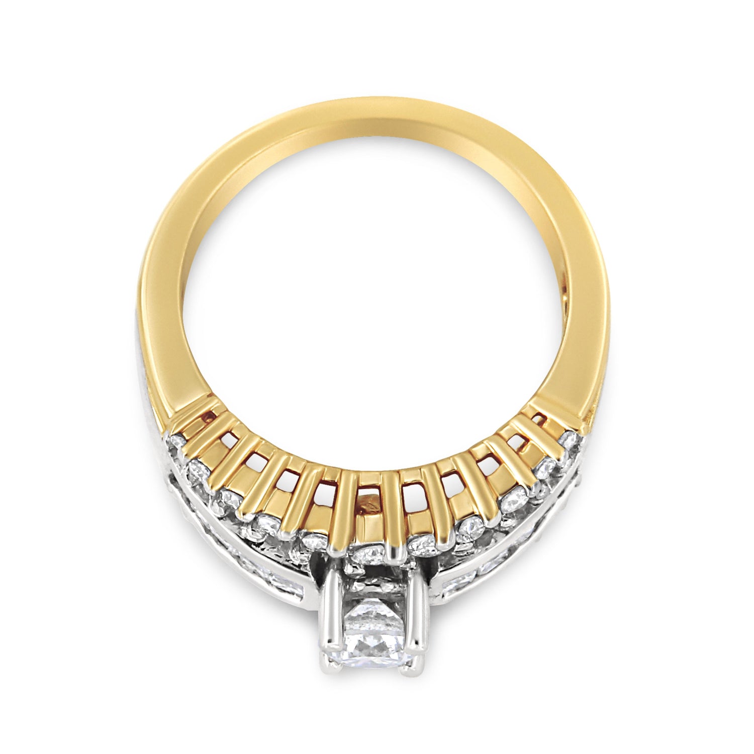 14K Yellow and White Gold 1 1/2 Cttw Round and Princess-Cut Diamond Band Ring (H-I Color, SI2-I Clarity)  DestGlow