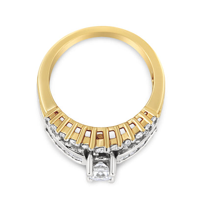 14K Yellow and White Gold 1 1/2 Cttw Round and Princess-Cut Diamond Band Ring (H-I Color, SI2-I Clarity)  DestGlow